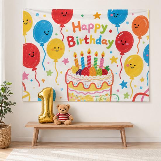 Stendardo Banner di Buon Compleanno Grande Poster in Tessuto da Appendere Segno per Decorazione Sfondo Parete