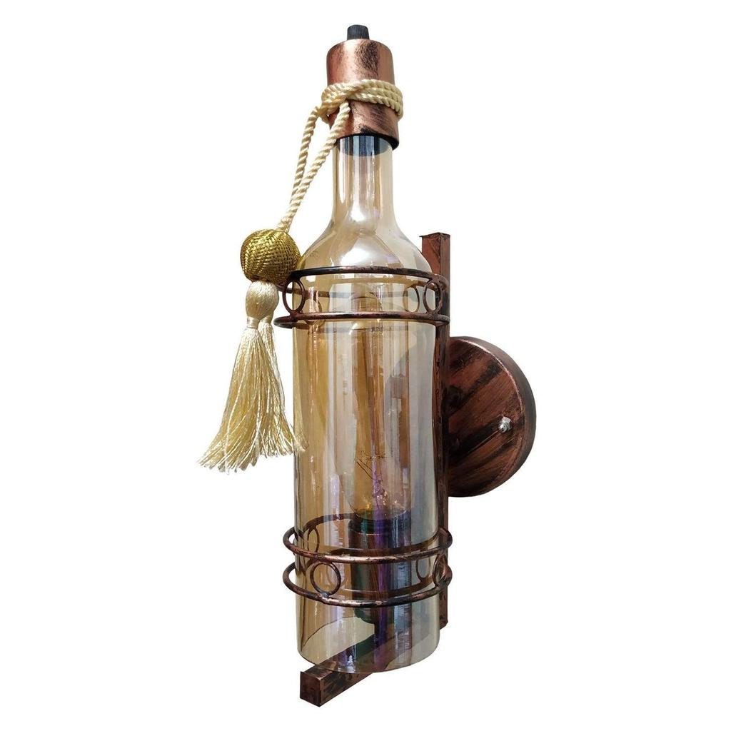 Wall Sconce Antique Wine Bottle Lamp (Without Bulb)|Vintage Style Wall Mount Light Fixture|Wall Light for Home (Pack of 1),Metal