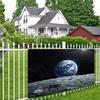 2D Flat Printing Space Wall Hanging Earth Rise from Lunar Surface Starry Sky Backdrop