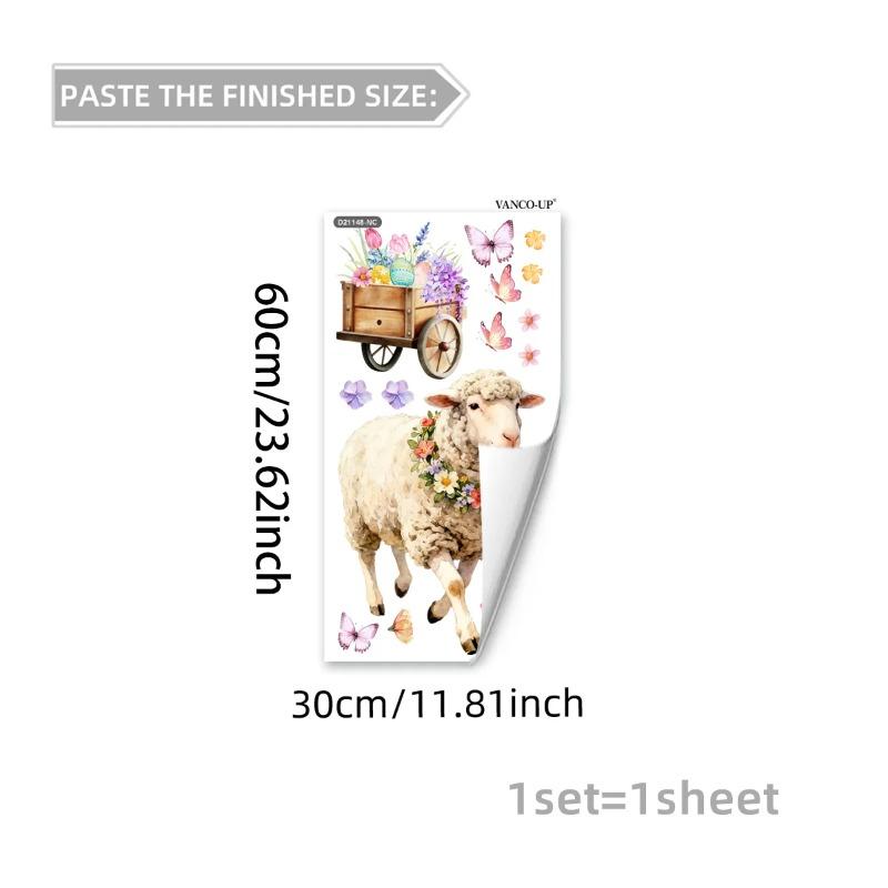 New Easter Flower Rabbit Sticker Self-Adhesive Waterproof Wall Stickers PVC Removable Wall Decal Window Decoration