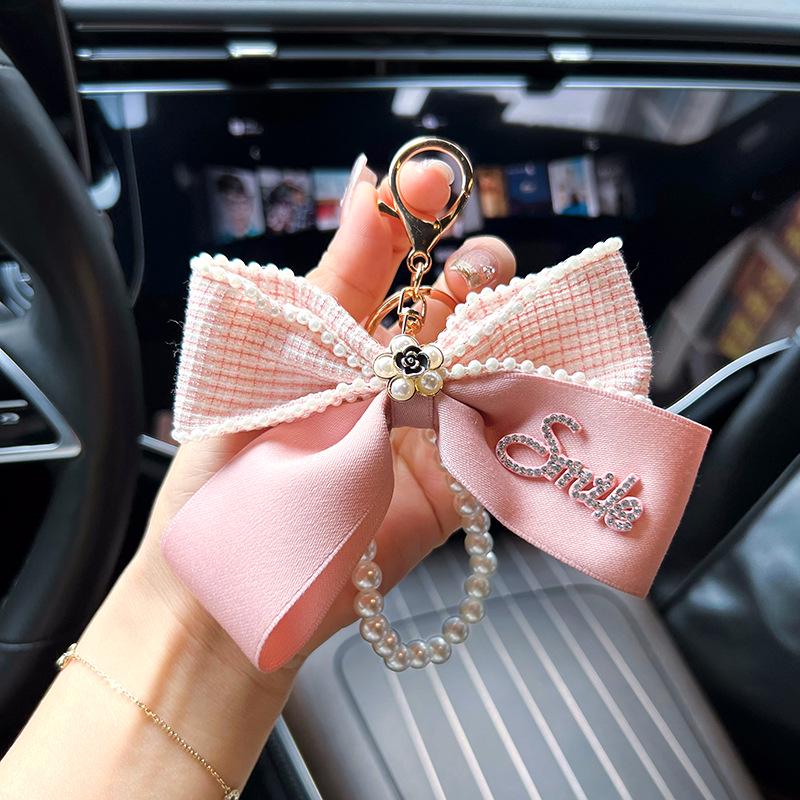 Camellia Bow & Pearl Keychain Pendant for Bags
