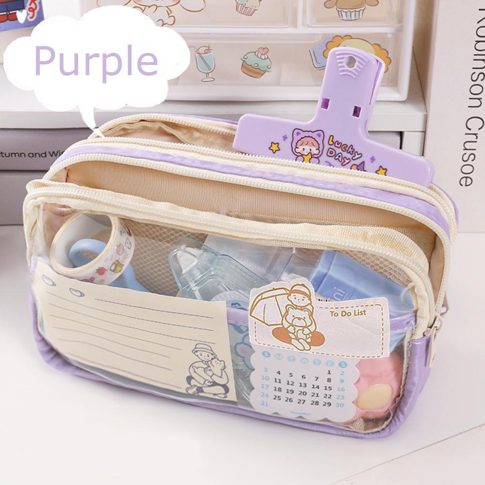 3 Layer Transparent Large Capacity Simple Pencil Case Multi Functional Pen Bag Pouch for Students School Stationery Supplies