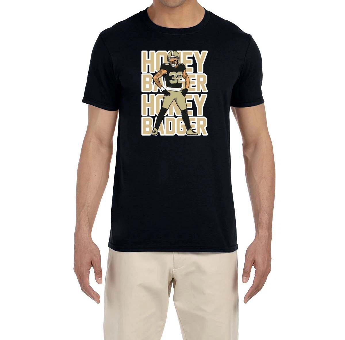 New Orleans Saints Tyrann Mathieu Honey Badger Text Pic T-Shirt M