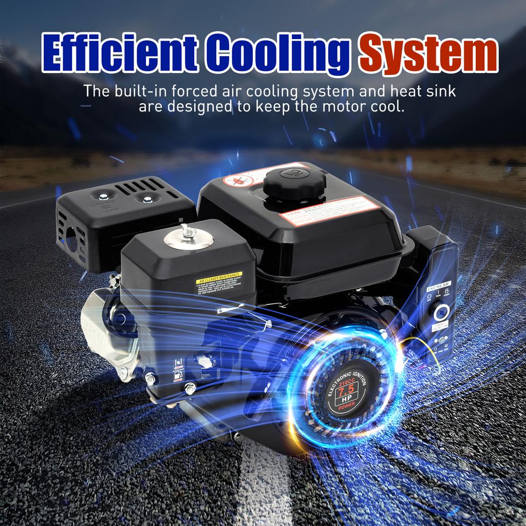 7.5HP 4Stroke Gas Engine , 210CC Electric Start Motor OHV Gas Engine Go Kart Gas Engine Motor 3600RPM Air Cooled Single Cylinder