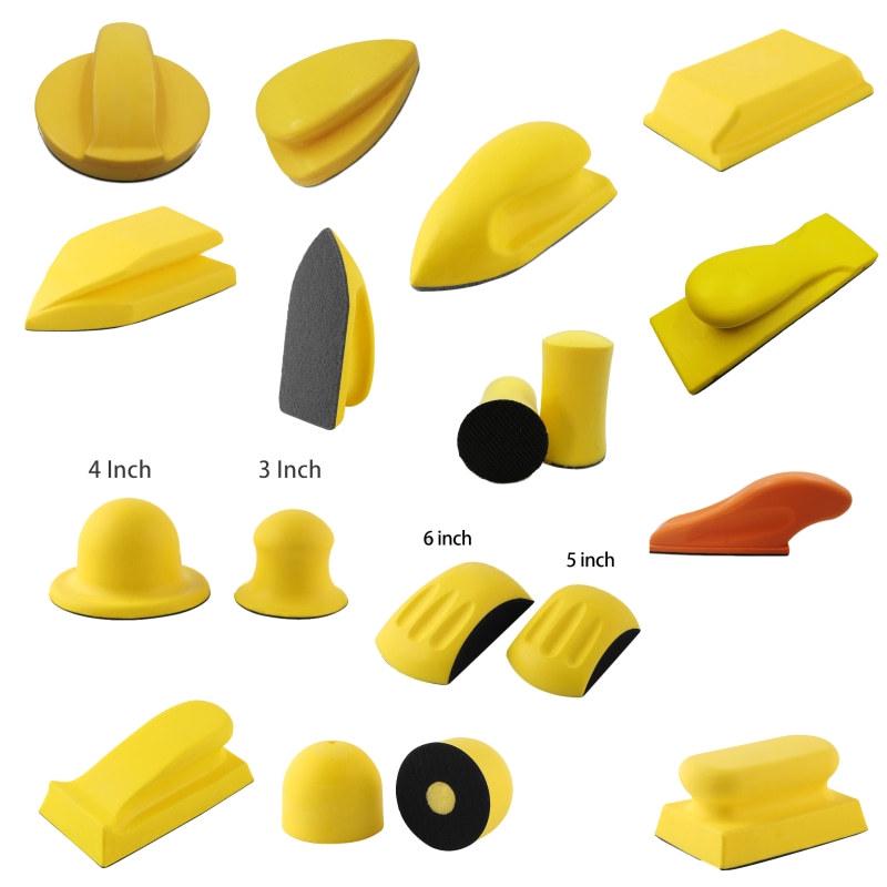 4" 100mm Self-Adhesive PU Foam Hand Grinding Disc for Manual Sanding and Polishing, Yellow