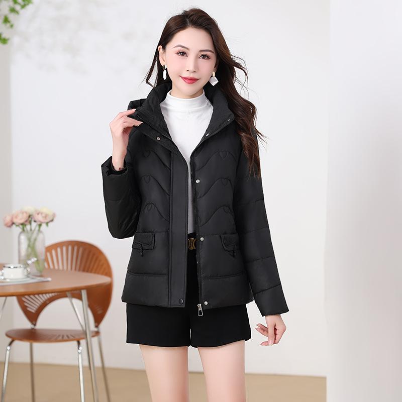 

Пуховик зимний стеганый куртка 2025 новый осенне-зимний хлопковый пуховик с капюшоном XL чёрный