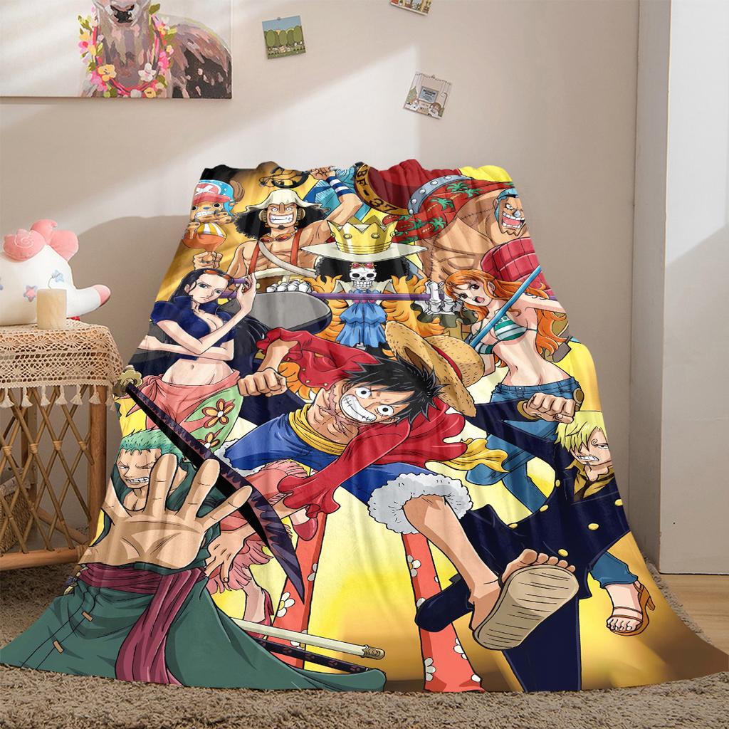 One Piece Anime Luxury Flannel Lightweight Blanket Home Decor Sofa Bed Travel Cover Family Gift LXR142