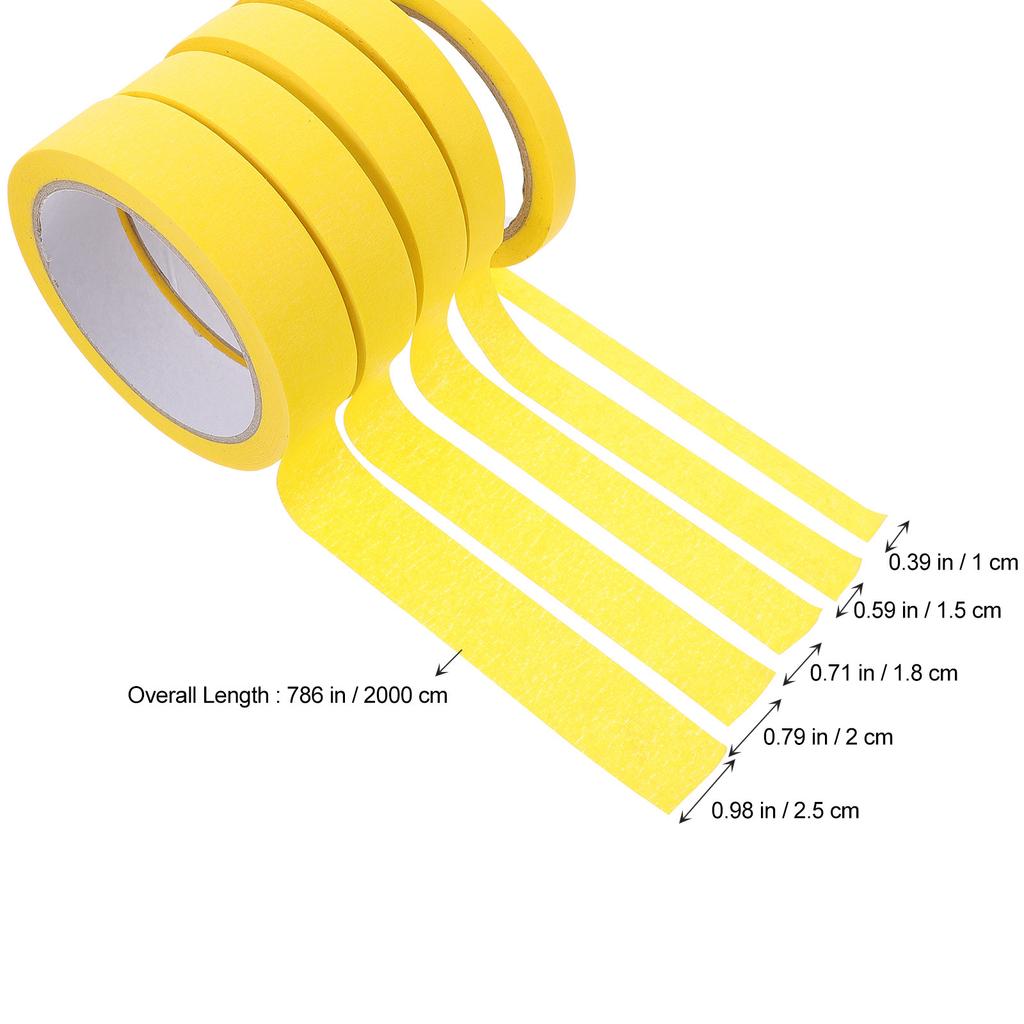 5 Rolls Self-Adhesive Art Paper Masking Tape for Painting Cars Furniture Walls Temperature Resistant No Sticky Residue