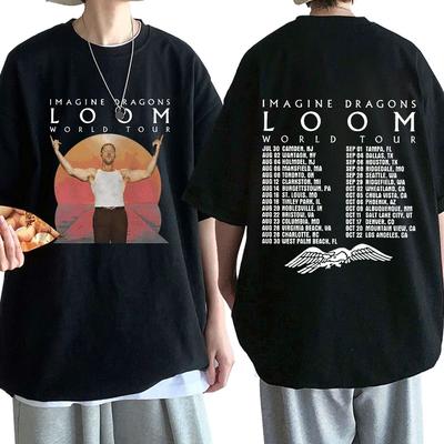 Rockband Imagine Dragons Loom World Tour T-shirt Hip Hop Street Style T-shirt Herr Dam Kläder Bomull Kortärmad T-shirts