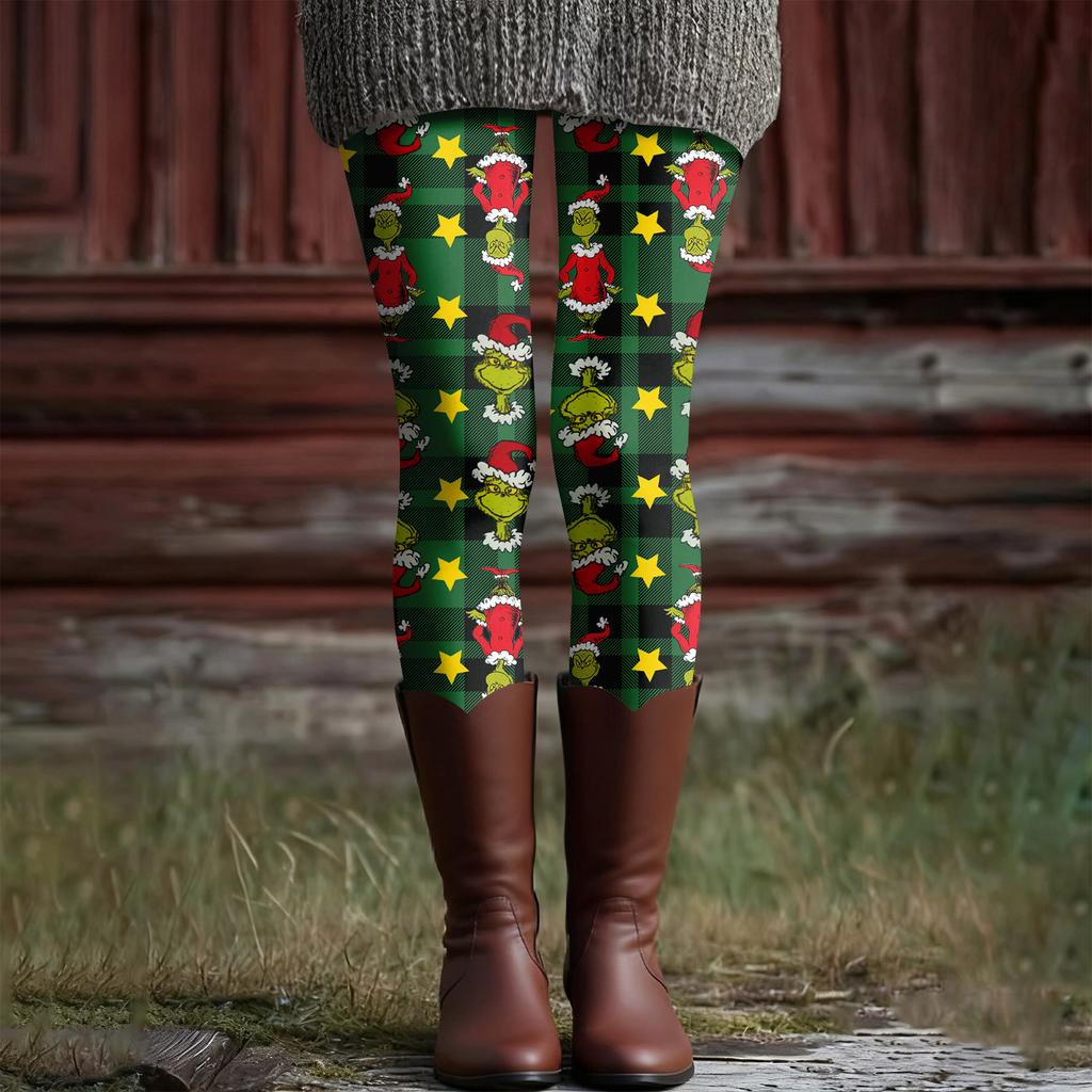 Women's Casual Fashion Outdoor Christmas Printed Slim Elastic Yoga Pants Cropped Pants