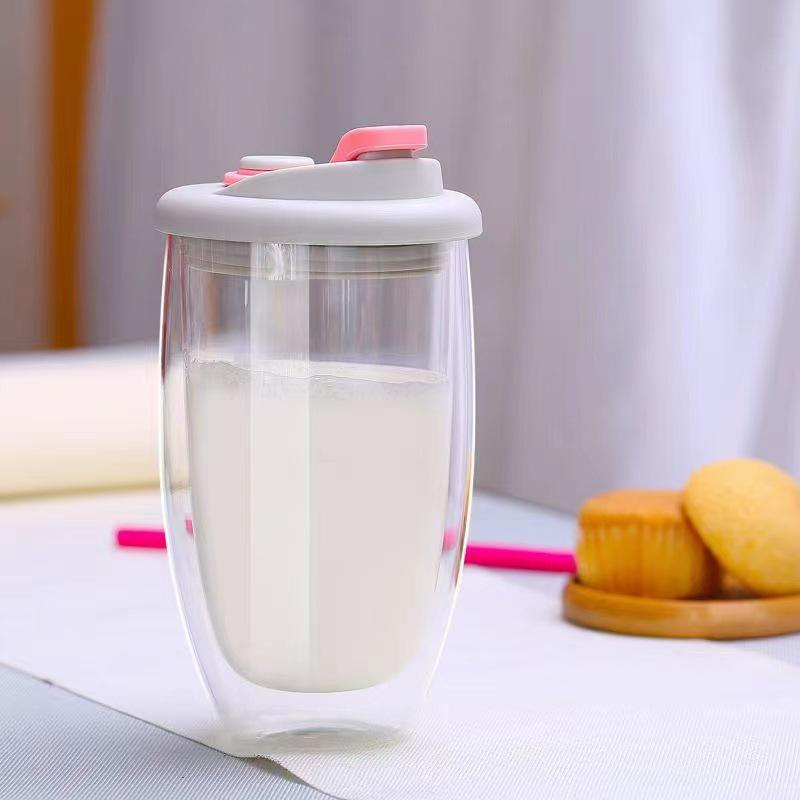 Egg-Shaped Insulated Double-Layer Borosilicate Glass Cup