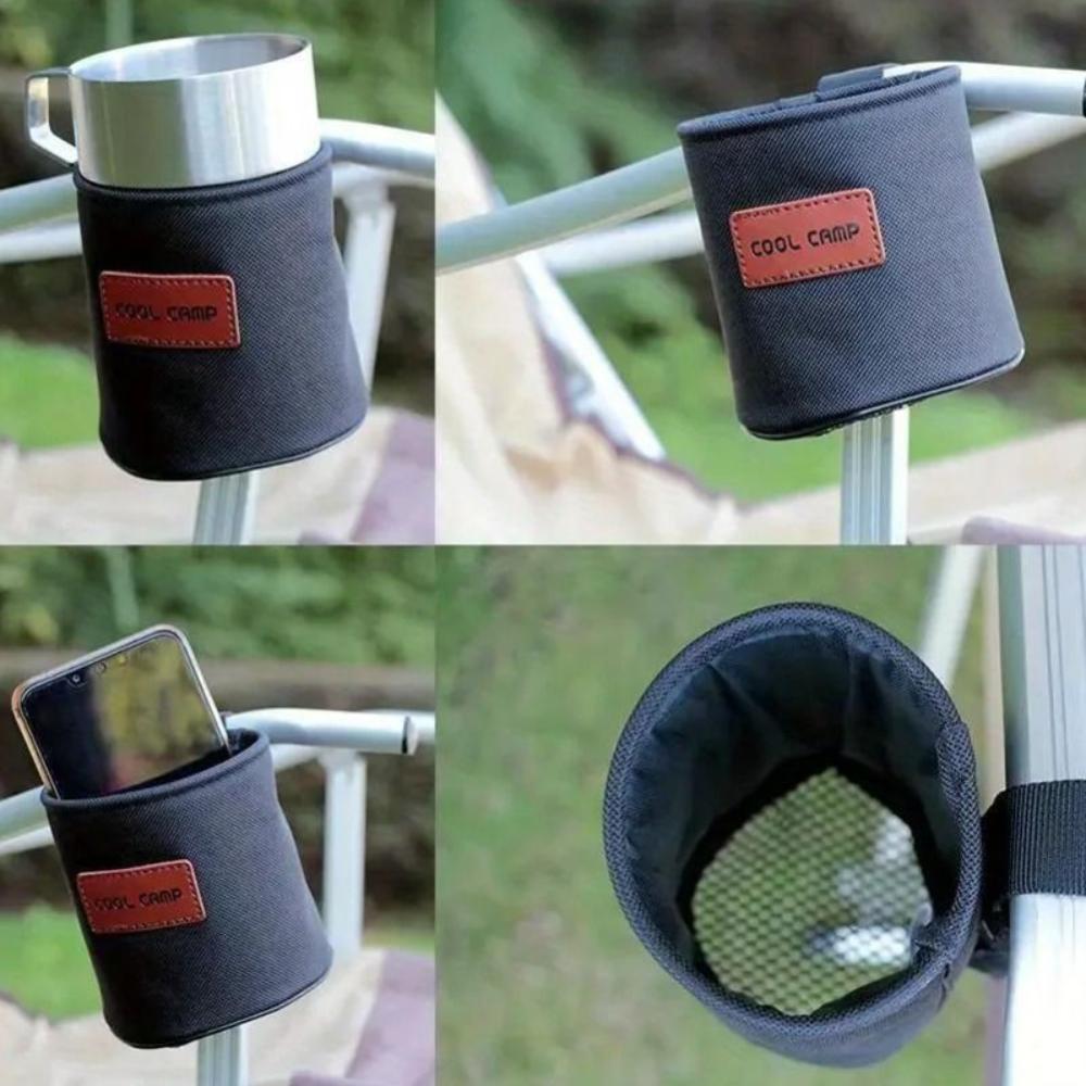 New 1PC Camping Chair Cup Holder Adjustable Portable Beach Chair Accessory Foldable Spill Prevention Water Bottle Holder