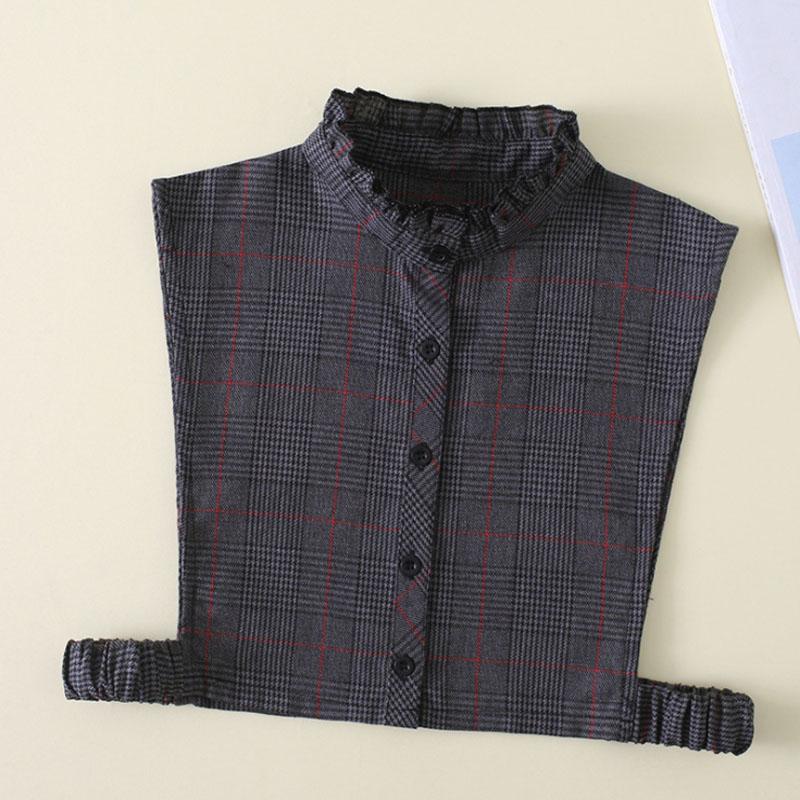 Fashion Plaid Fake Collar Women Detachable collars New Cotton False Collar Shirt Tie Female Removable Dickie Half Shirt Women