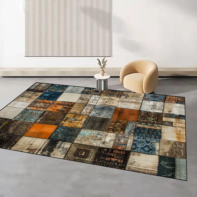Retro Abstract Style Carpet Living Room Decoration Light Luxury Easy Clean Non-slip Sofa Side Rugs for Bedroom Floor Mat Tapete