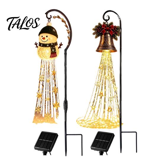 Pathway Stake Lights for Yard Solar Powered Christmas Garden Light, Outdoor Metal Holiday Landscape Path Decorations Star Snowflake Waterfall