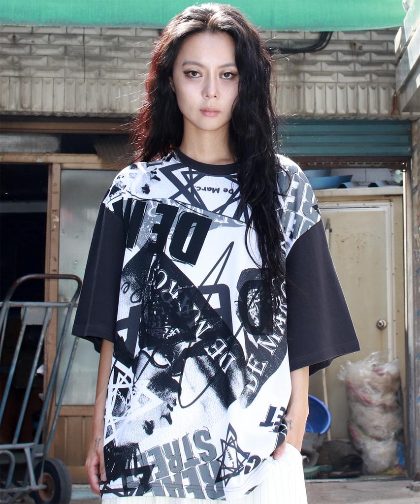 Deumakeu Street Collage Oversized T-Shirts