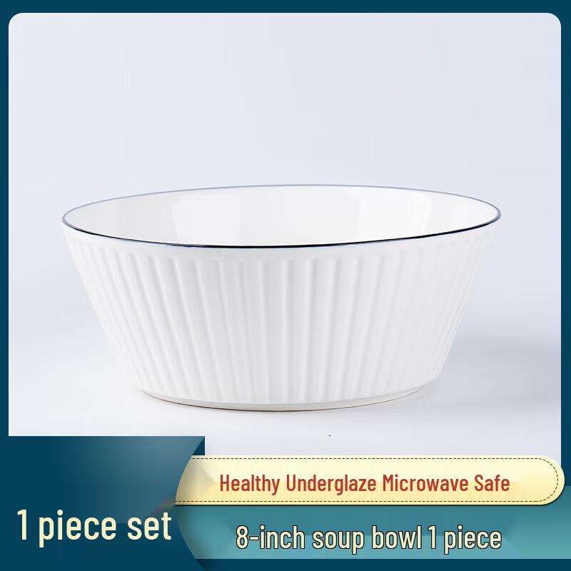 

ZISIZ Japanese Style Black Line Ceramic Soup Bowls (Set of 2)