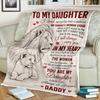To My Daughter Blanket, Dad To Daughter Gift, Lion Blanket, Father Daughter Gift, Inspirational Quote Blanket, Birthday Christmas Gift