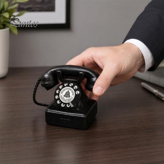 Matte Black Phone Ornament Old Telephone Ornaments, Mini Retro Desk Phone, Vintage Classic Landline Resin Decorative Nostalgic Home Office Decor Shop