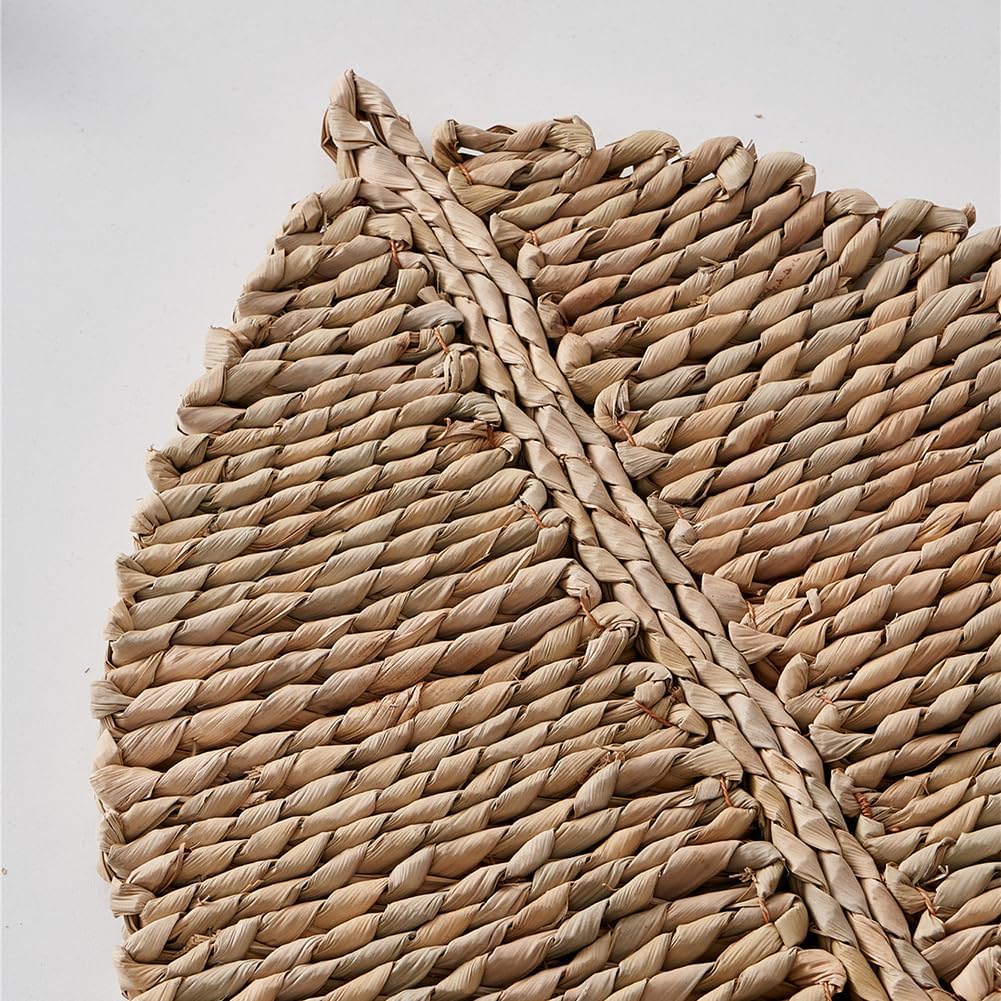 Hand Woven Place Mats Set Shape Boho Wicker Table Place Mats for Dinning Table,Home,Wedding (S:9.5x6.3”)