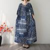 Manga curta Tamanho Plus Algodão floral vintage novidade em vestidos para mulheres casual solto maxi longo vestido de verão