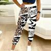 Summer Ladies Leopard Printed Sweatpants Loose Fit Drawstring Joggers Elastic Cuff Daily Casual Pants