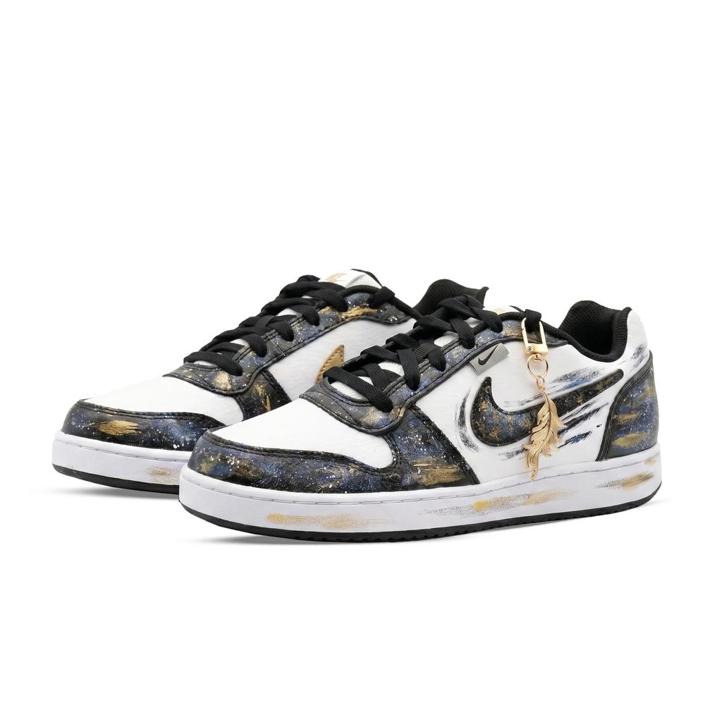 Nike EBERNON North Star, Monster Lab Low Top Skateboard Shoes Unisex Black White Gold AQ1774-102(Team445-)