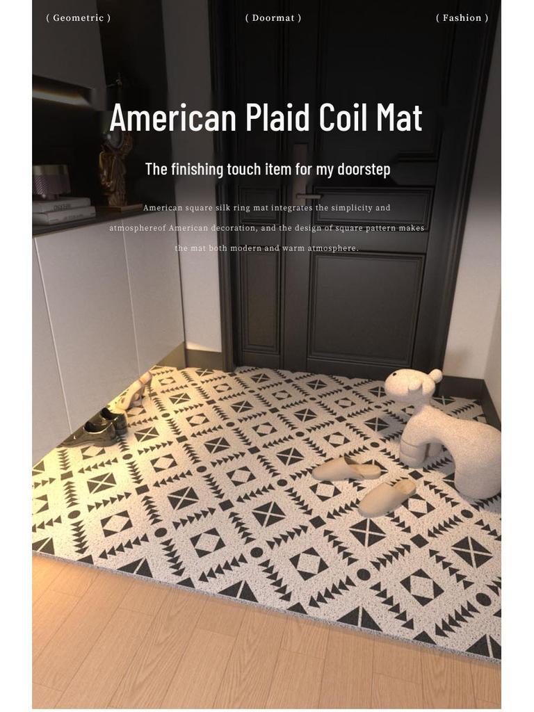 Geometric Entry Door Mat Silk Coil, Non-Slip, Wear-Resistant, Easy To Clean & Cut To Size
