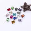 20Pcs Glass Square Shape With Claw Sew On Crystal Stone Strass Diamond Metal Base Buckle For Clothes Decorating