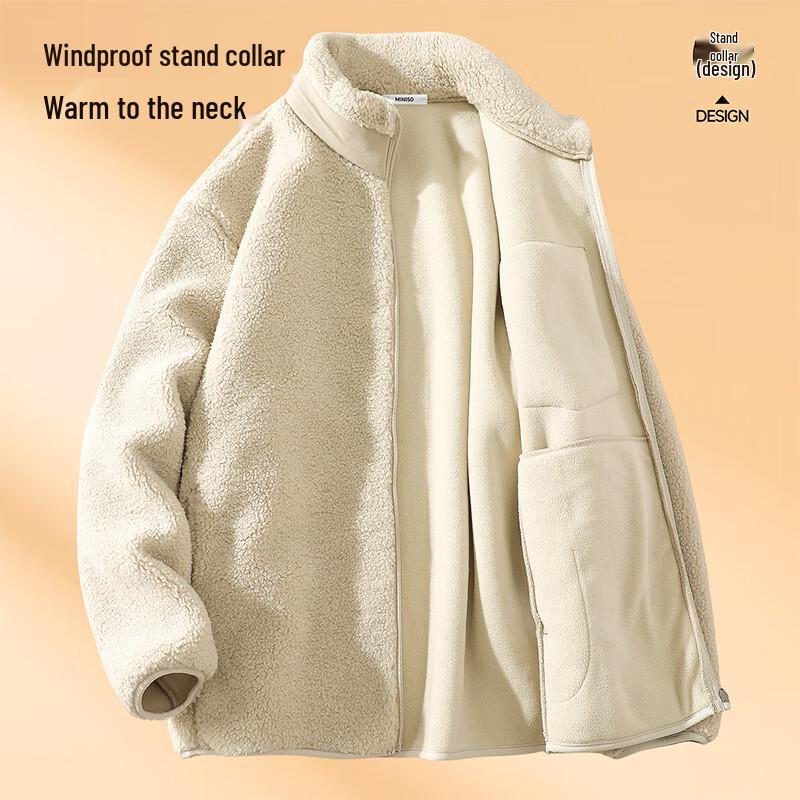 MINISO Men's Fleece Stand-Up Collar Jacket