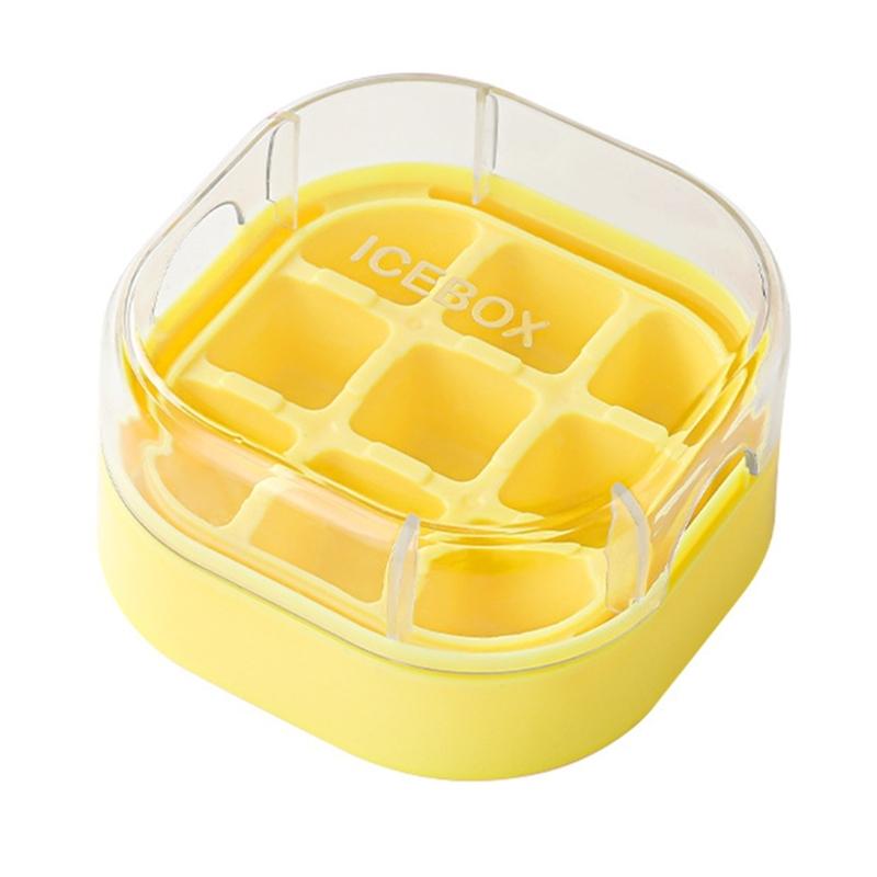 Multipurpose Silicone Ice Maker 9 Easy To Disassemble Ice Cubes Tray with Lid Odor Resistant Kitchen Tool жёлтый