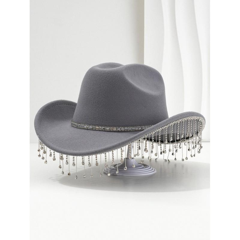 Unique Sweet Party Hat With Square Rhinestone Chain Tassel Music Events