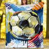 Soccer Theme Printed Blanket - Perfect for Couch, Bed, Travel & Outdoor Use | Machine Washable, Cozy & Durable.