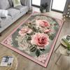 Pink RoseFloral RugElegant Flower Pattern Carpet for Bedroom Romantic and Chic Home Decor Anti slip carpet can be machine washed