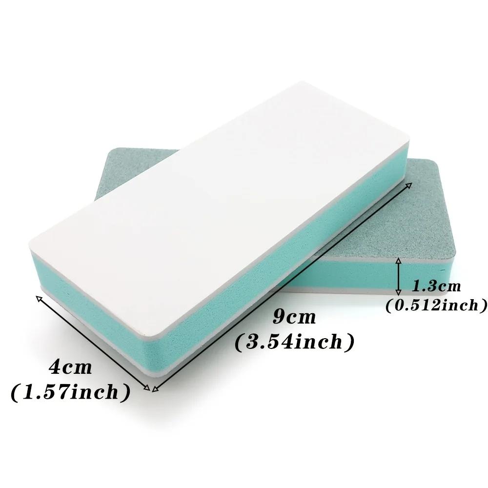 10pcs Reusable Handheld Styles Green-White Double-Sided Nail Buffers Block Polishing Pedicure Soft Sponge Nails File Tool