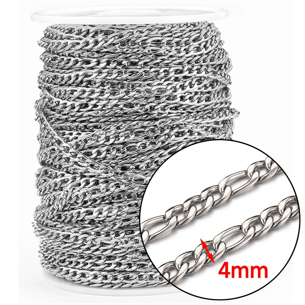 20Meters/Roll 1M No Fade Stainless Steel Chain Multi Sizes Basic Chains for Jewelry Making DIY Bracelet Necklace Chain Wholesale