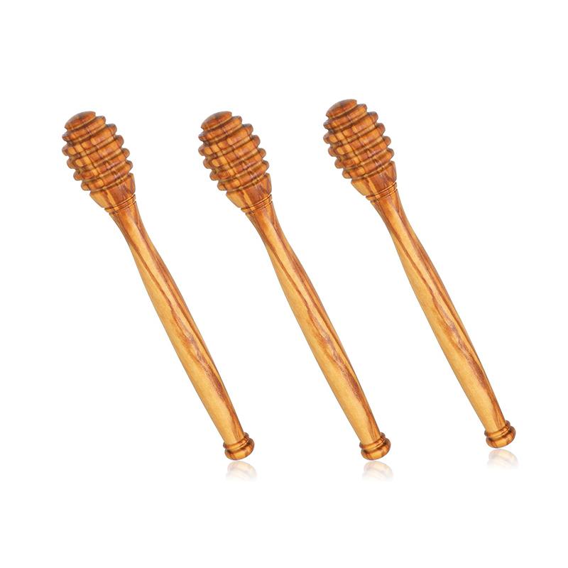 Natural Olive Wood Honey Dippers Wooden Honey Stirring Wand Multipurpose Honey Jam Syrup Scoop for Home Kitchen Breakfast Table