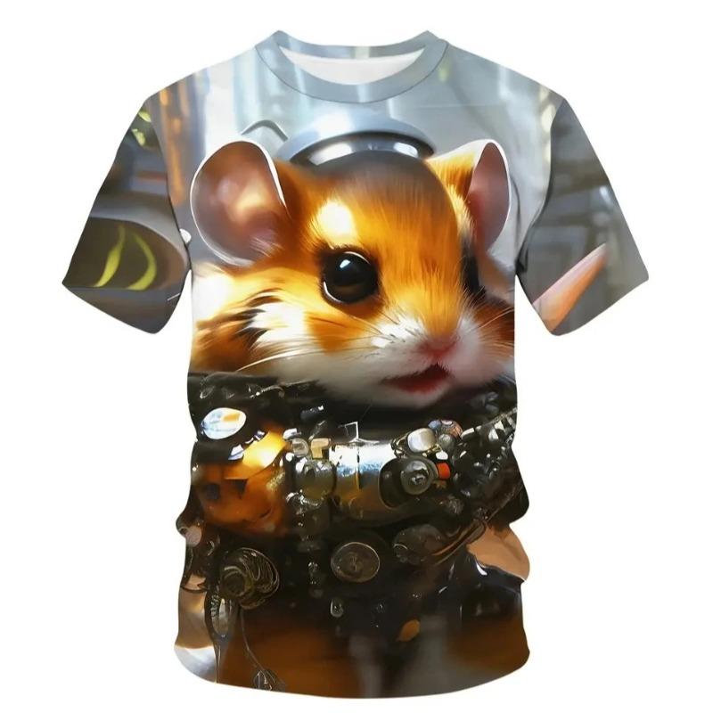 New Lovely Hamster Graphic T-Shirt Men Women Cartoon Animal 3D Print Summer O-Neck Short Sleeve T-shirts