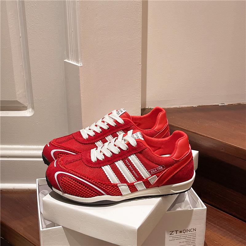 Internet Celebrities Popular Summer Thin German Training Shoes Women's 2025 New Casual Sports Shoes Soft Sole Light Red Forrest Gump Shoes