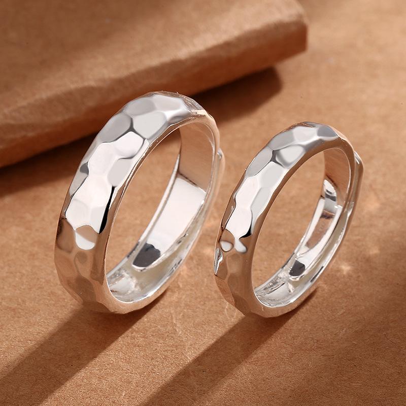 2 Stück 925 Sterling Silber Partnerringe Verstellbar Schlichtheit Mode Exquisit Herren Damen Schmuck Zubehör Hochzeitsfeier Geschenk