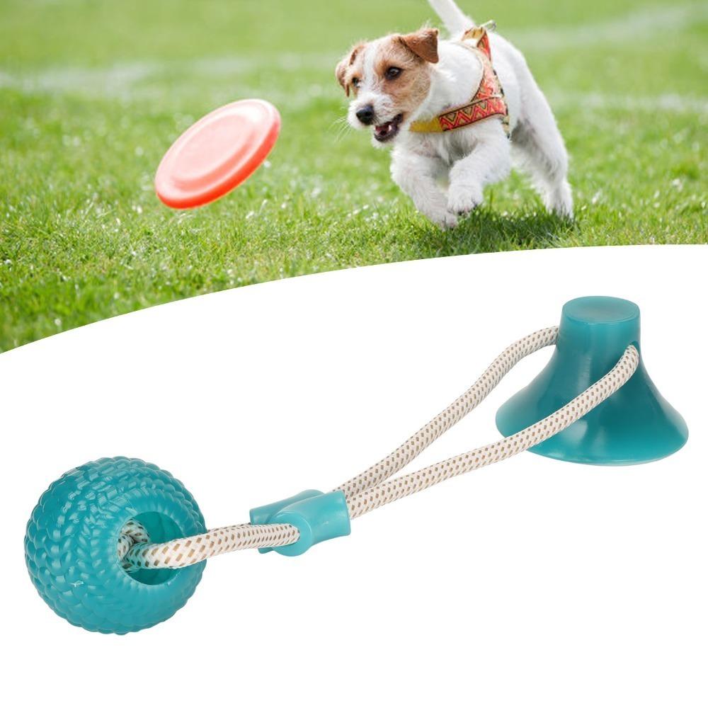 Flexible Rubber Suction Cup Dog Toy Braided Rope Self Play Pet Toy Dog Molar Chew Toy Indoor Play
