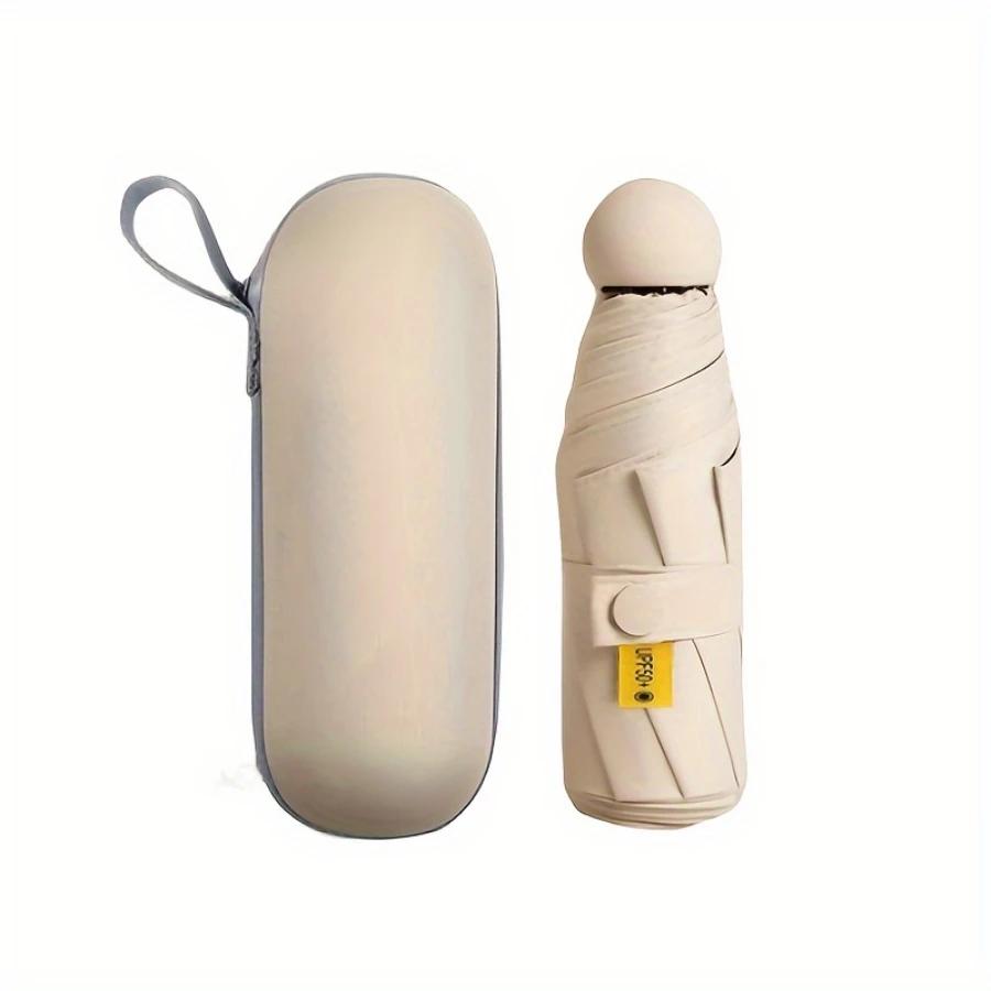 1pc Anti-Uv Mini Umbrella For Sunny And Rainy Days, Portable With Uv Coating And 6 Reinforced Ribs  Beach Umbrella