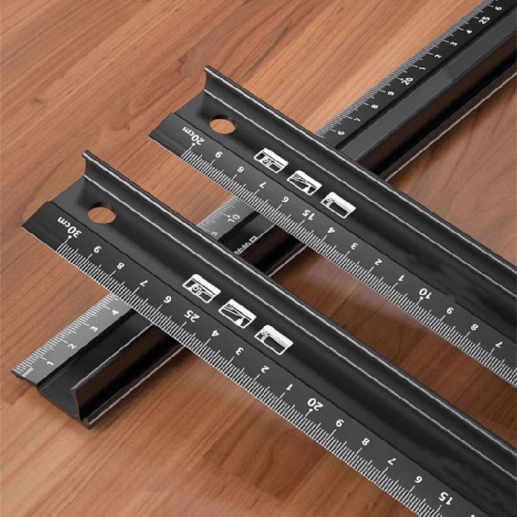 Heavy Duty Aluminum Rule with Enhances Hand Safes Multiple Use Aluminum Rule with Protective Edges Multifunctional Tool