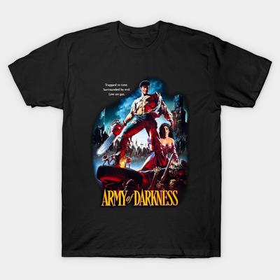 Men Black Print T-shirt Army Of Darkness No-Cut Transfer Paper Print Cotton Tshirt