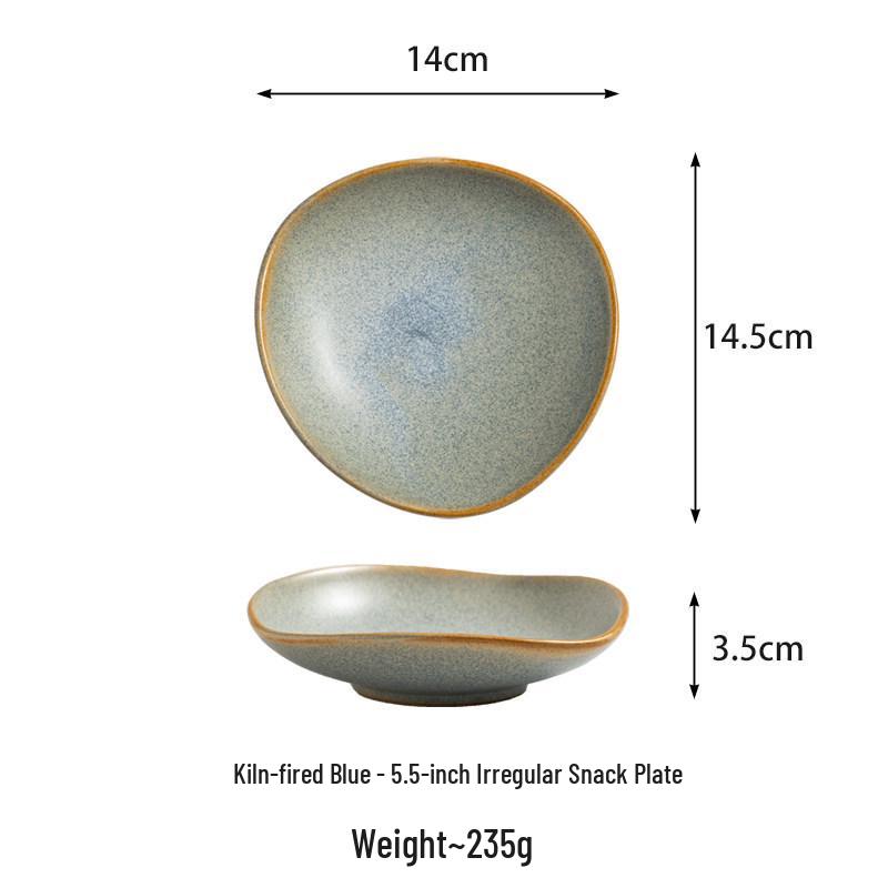 Japanese Ceramic Retro Appetizer and Dessert Plate - Irregular Small Dish for Hot Pot and Condiments
