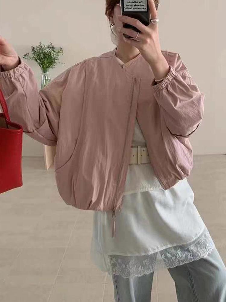 Petite Women's Loose Fit Round Neck Baseball Jacket - 2025 Spring/Autumn Collection