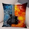 Vintage Music Note Pillowcase Decor Guitar Microphone Violin Printed Pillow Case for Home Sofa Soft Plush Cushion Cover 45x45cm