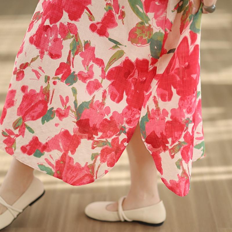 DIMANAF New 2026 Women Plus Size Spring Summer Beach Button shirt Dress Lady Loose Oversize Maxi long Floral Print Cotton