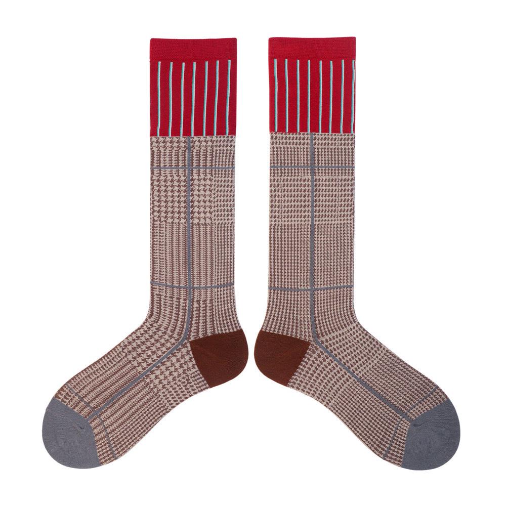 "Trendy Retro Plaid Houndstooth Calf Socks – Colorful Spring & Autumn Style for Ladies"