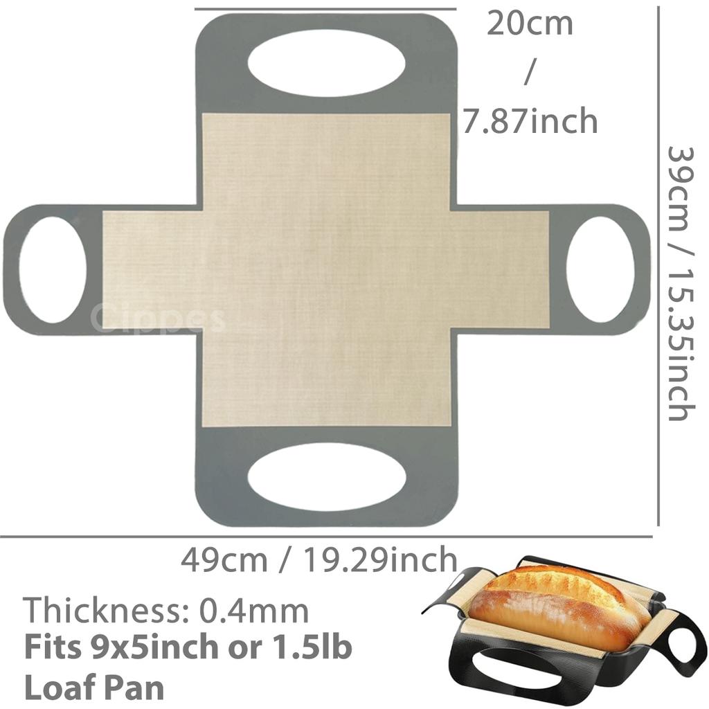Silicone Bread Loaf Pan Liners, Reusable Nonstick Long Tab Handles Bread Pan Baking Mats, for 9x5inch Bread Pans, Heat Resistant